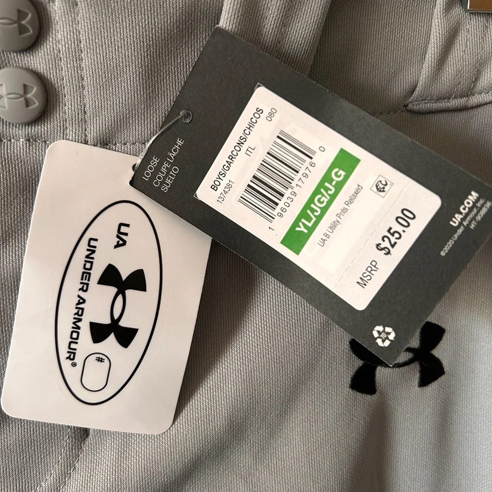 Under Armour Boys Youth Grey Baseball Pants Size YL/JG/J-G NWT‎